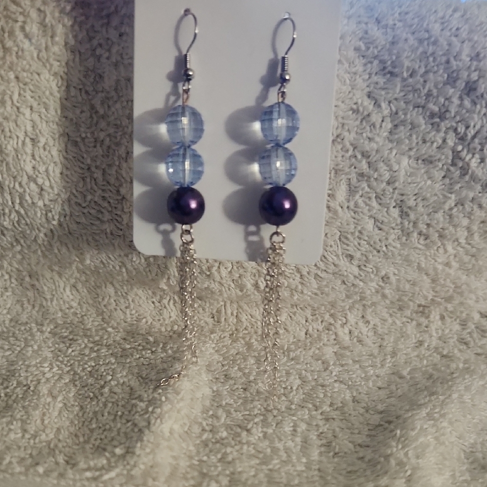 Elegant Silver and blue Dangle Earrings